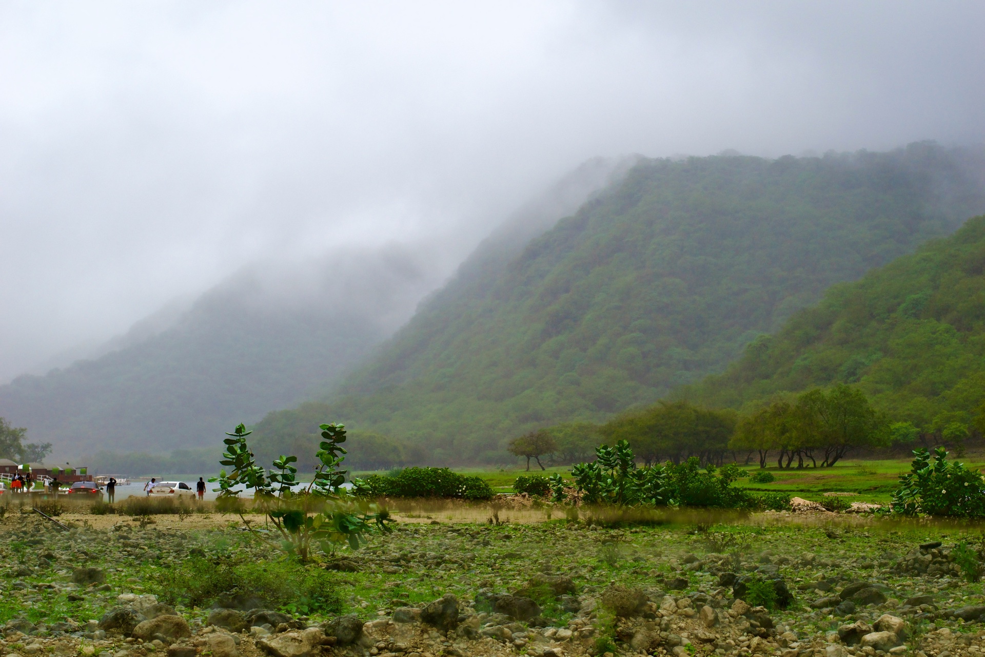 Lush green Salalah mountains during Khareef season